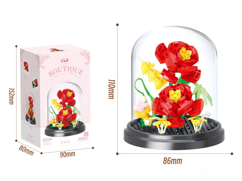 Rose Mini Building Blocks(With Transparent Cover)(224PCS)