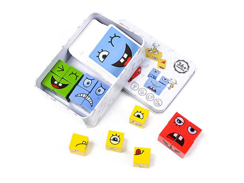 Wooden Expression Puzzle Building Blocks 16pcs