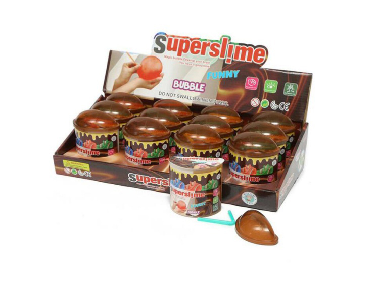 Diy Crystal Mud Slime Chocolate 2-Color Bubble-Blowing Round Lid With Straw