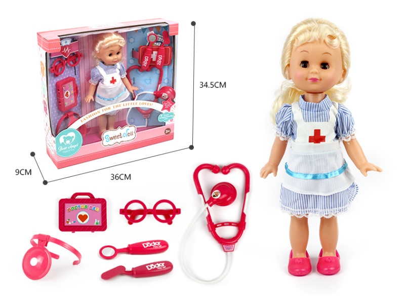 14" Doll With Doctor Set