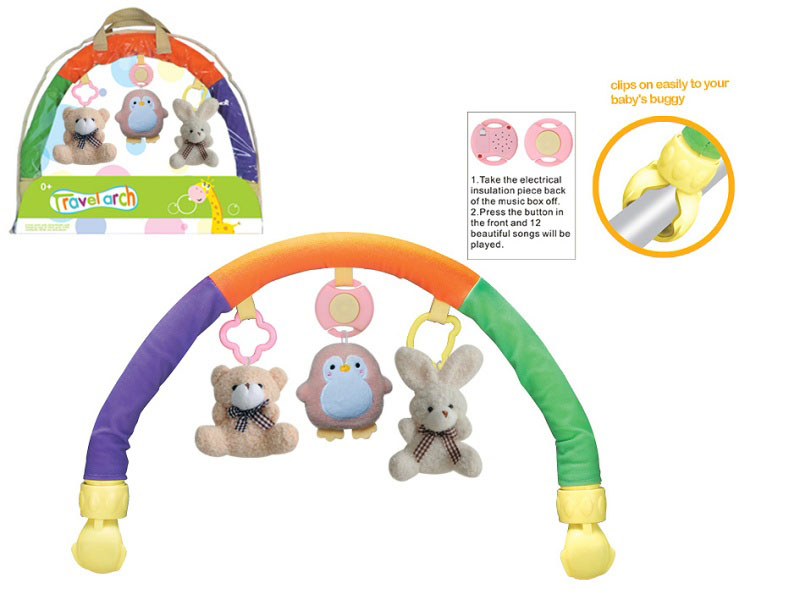 Plush Musical Trolley With Headboard Bell (Penguin Rabbit Bear)