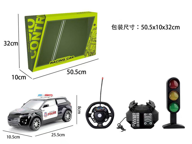 1:16 4-Channel Gravity Sensing Steering Wheel Pedal Remote Control Police Car With Flash Light(Included Batteries) + Traffic Light