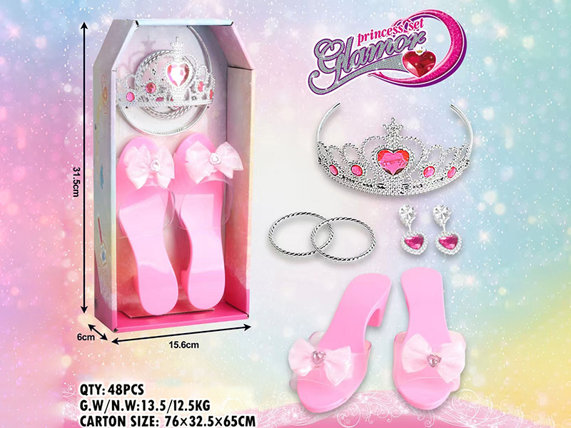 Princess Dress Up Play Shoes & Jewelry Set 7pcs