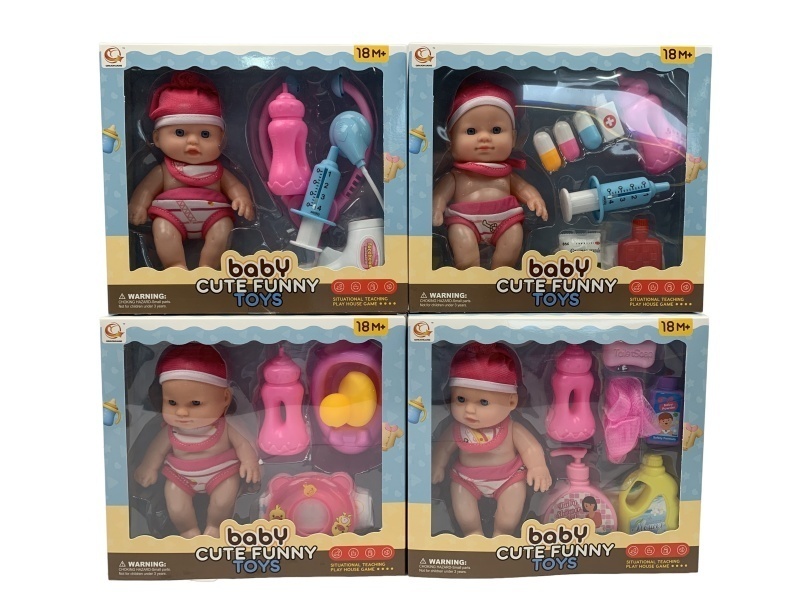 Four Mixed Sets Of 8-Inch Plush Dolls For "Play House"