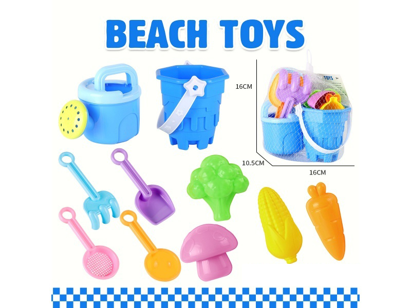 Castle Bucket Shower Sand Spade Tools Fruit And Vegetable Mold Set Of 10