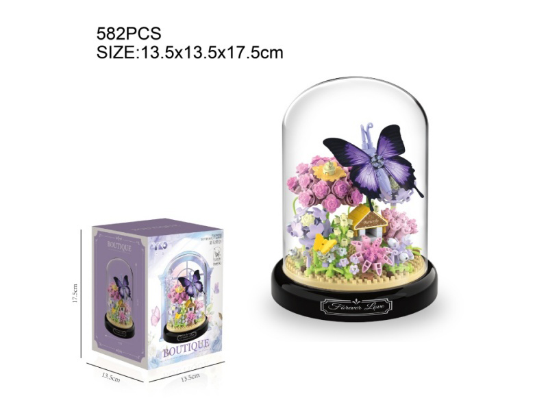Flower Butterfly Love Building Blocks(With Transparent Cover + Black Base)582pcs