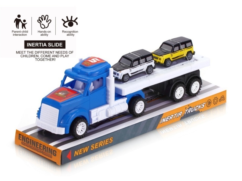 An Inertial American Tow Truck With Two Metal Rebound Carts