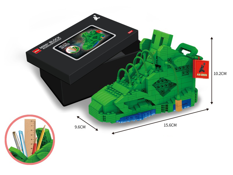 Mini Building Blocks Green AJ6 Sneakers Pen Holder 681pcs