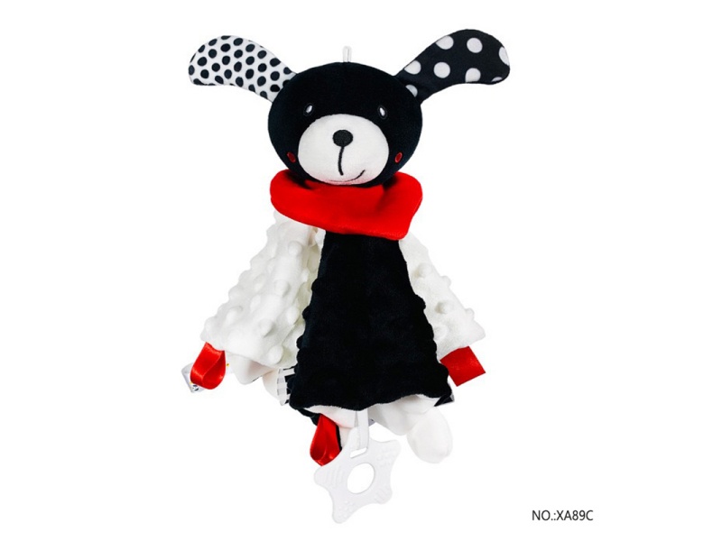 Little Black Dog Ringing Bell Doudou Baby Comfort Towel