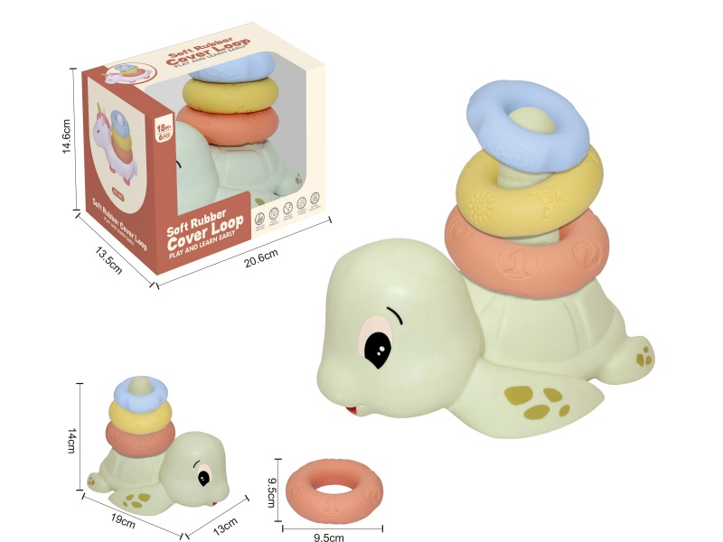Soft Rubber Turtle Stacking Ring Toy 4pcs