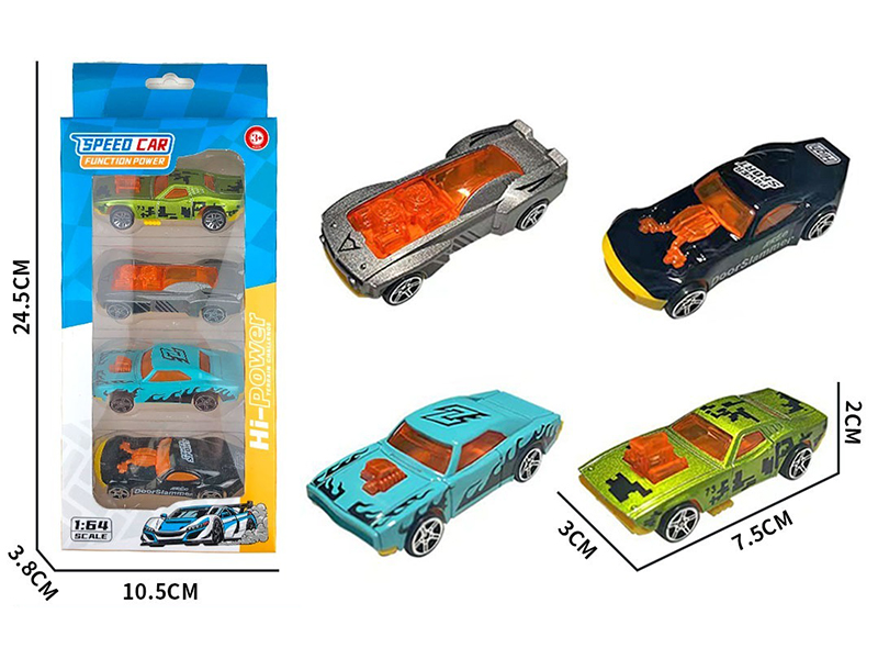 1:64 Slide Alloy Cars 4pcs