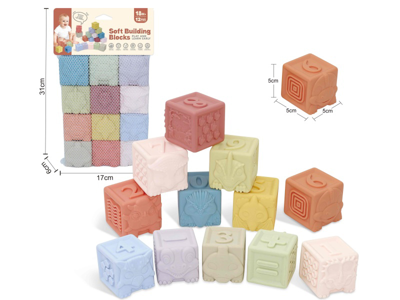 Dinosaur & Numbers Soft Building Blocks 12pcs