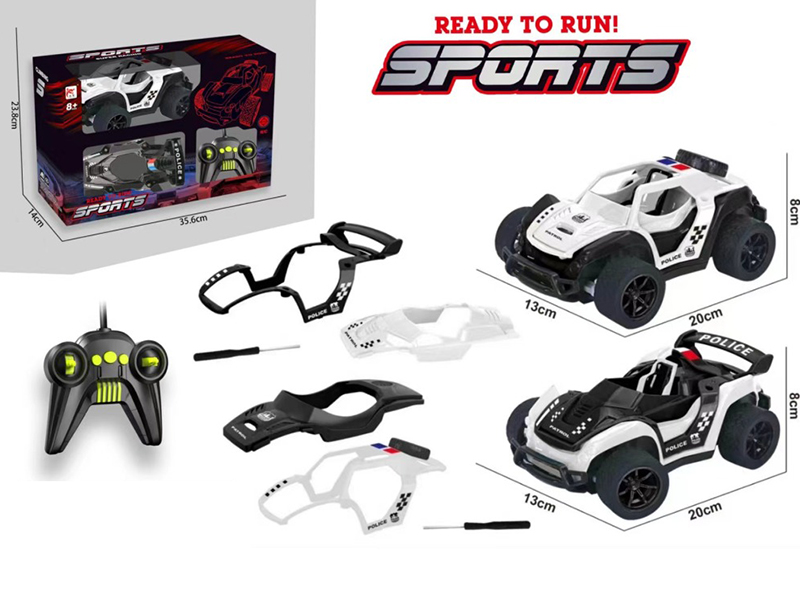 27Mhz 4-Channel Remote Control DIY Assembly Police Car(Not Included Batteries)