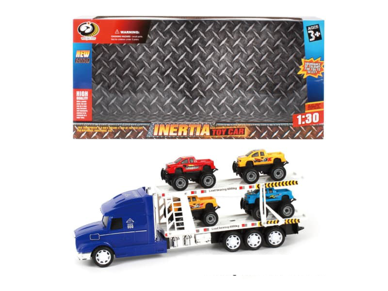 Friction Trailer With Four Pickup Trucks