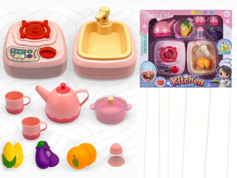 High-end simulated stove top (lighting, music) + press water circulation vegetable basin stove