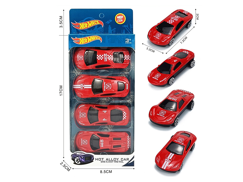 Slide Alloy Police Fire Engines 4pcs