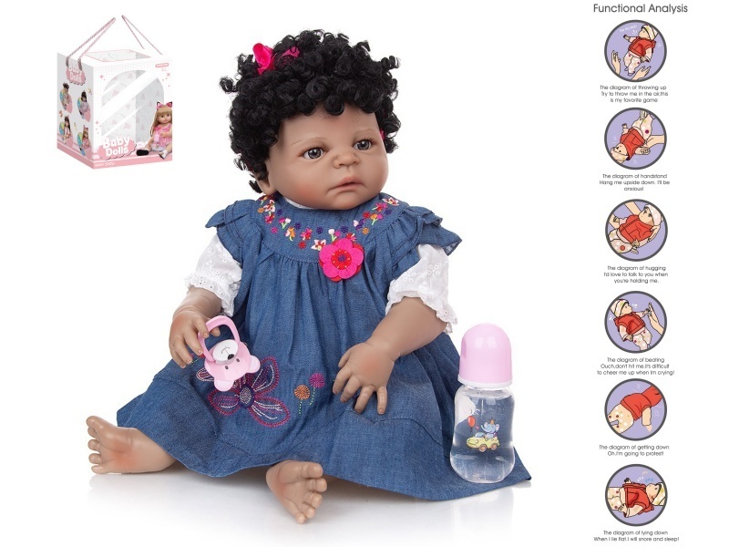 56Cm Rebirth Doll High-Fidelity Baby Doll (Wig) With A Bottle, Magnetic Pacifier, Diaper, Birth Card, And Gravity Sensing Sound Function