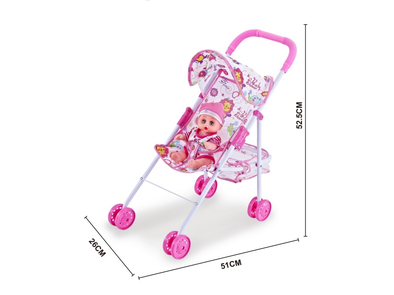 An Iron Trolley With A 10-Inch Boy'S Music Figurine