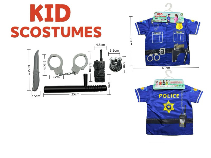 Diy Costume Role-Playing Police Officer + 5-Piece Set (Thickened) Blue