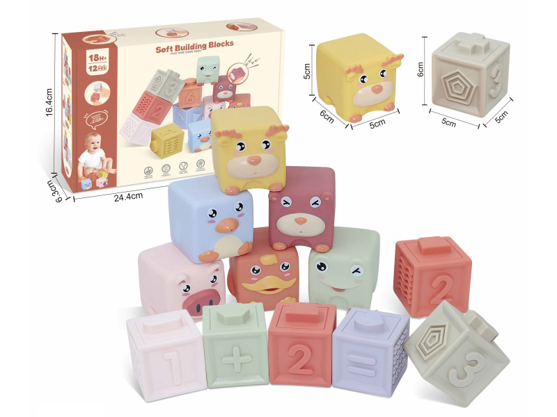 Animal & Numbers Soft Building Blocks 12pcs