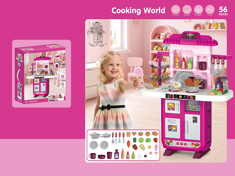 Children's Kitchen Counter With Sound And Light(56PCS)