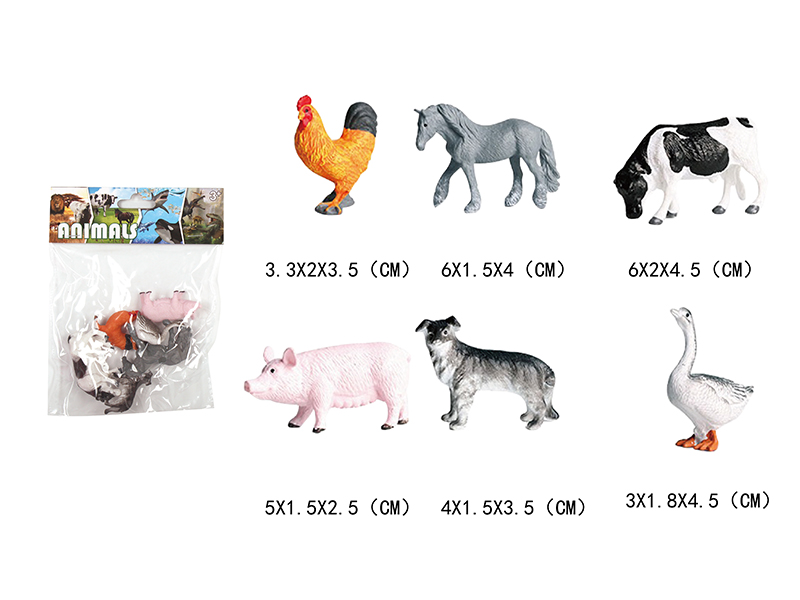 Solid Mini Pet Farm Animal Set 6pcs
