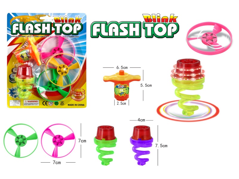 Windup Top Toy With Light Plus Spin Combination
