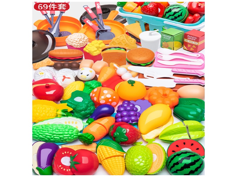 Chexie Le 69-Piece Set (With A Large Basket) Children'S Simulated House Play Fruit And Vegetable Chexie Le Set.
