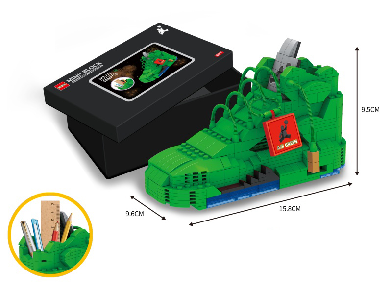 Mini Building Blocks Green AJ5 Sneakers Pen Holder 555pcs