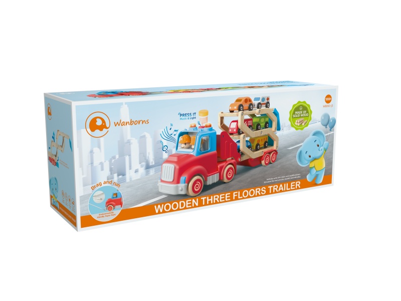 Wooden Three-Layer Trailer With Music And Lights