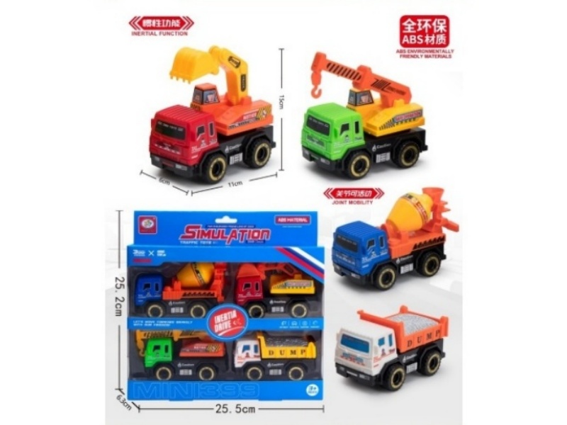 4 Types Of Inertial Large Engineering Vehicles (Abs Material, All Joints Can Move)