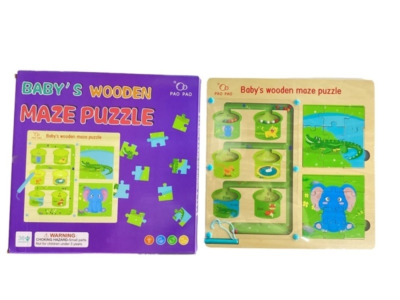 Six Wooden Puzzle Maze Pieces