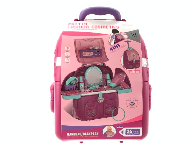 Household Play Toys Accessories Three-Pocket Schoolbag Trolley Case