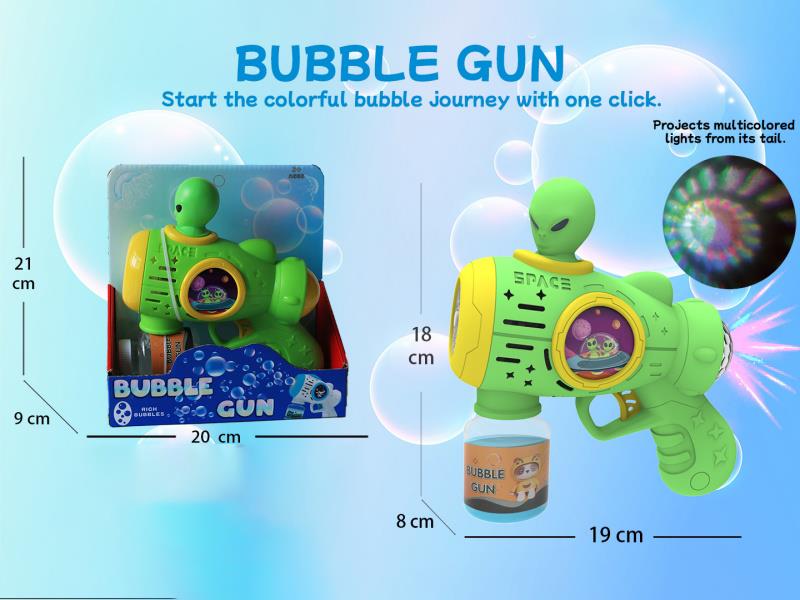 Alien Multi-Hole Automatic Bubble Gun (With Light) Rear Projection Light