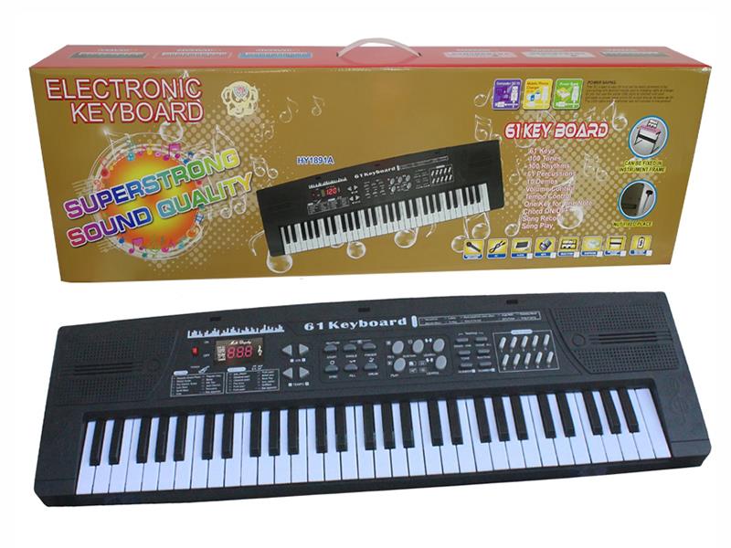 61 Keys Dual Speaker Electronic Organ(Black, With USB, Microphone)