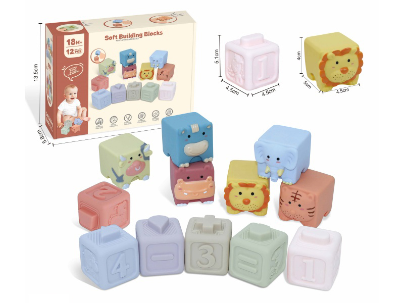 Animal & Numbers Soft Building Blocks 12pcs
