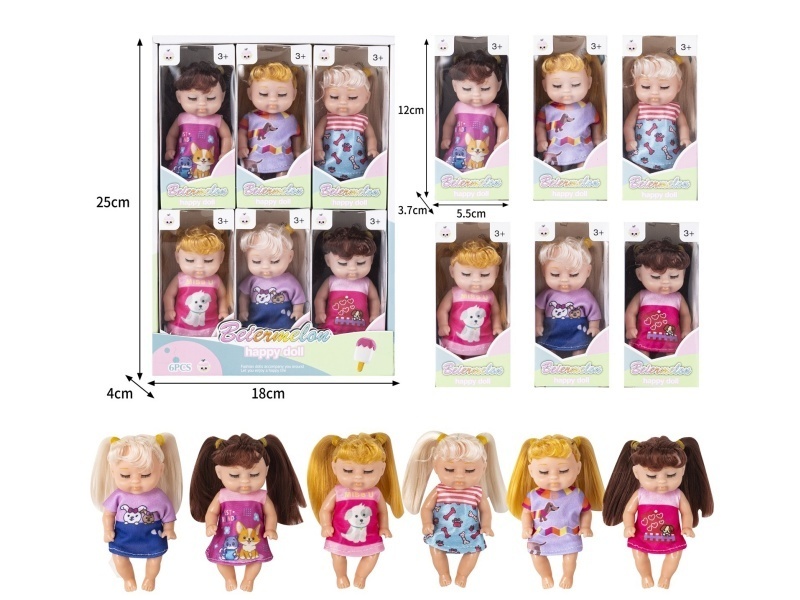 4-Inch Solid Sleeping Doll (6-Piece Set)