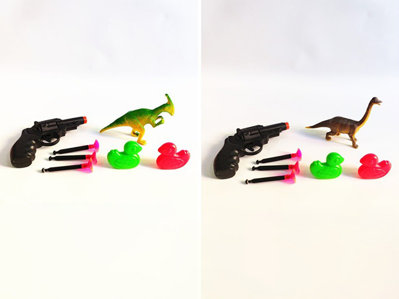 Ancient Dinosaur 1, Revolver Gun With 3 Needles, 2 Ducks