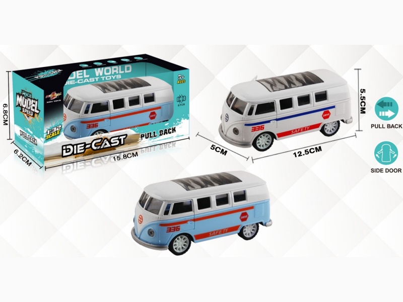 The 1:32 Simulated Volkswagen Bus Racing Car, The Rally Alloy Car, Opened The Door