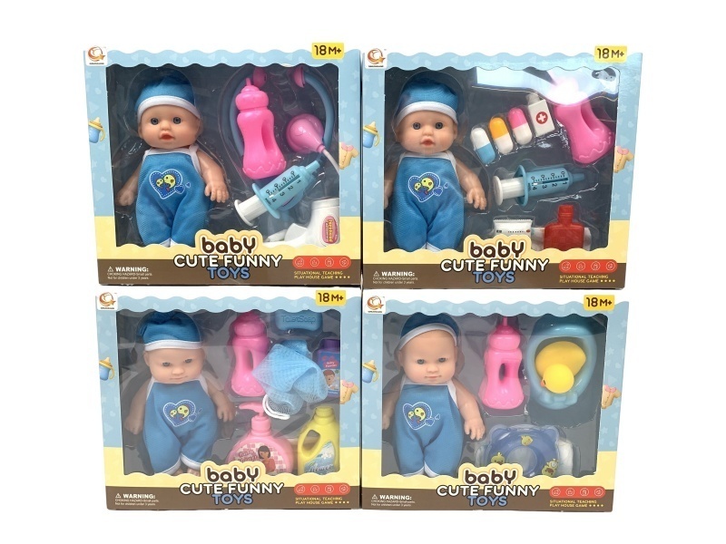 Four Mixed Sets Of 8-Inch Plush Dolls For "Play House"