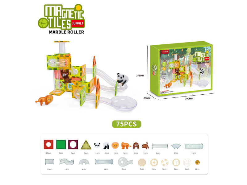 Building Blocks: Animal-Themed Magnetic Slide Series: 75 Pieces Of Accessories