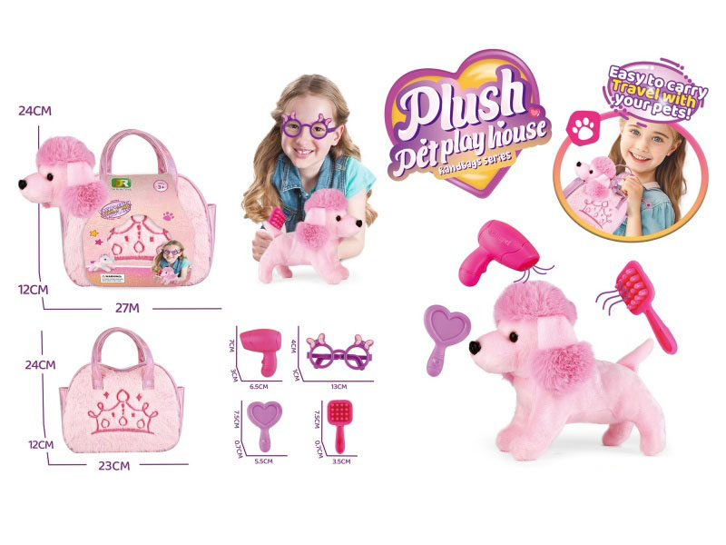 Plush Princess Dog Embroidered Handbag