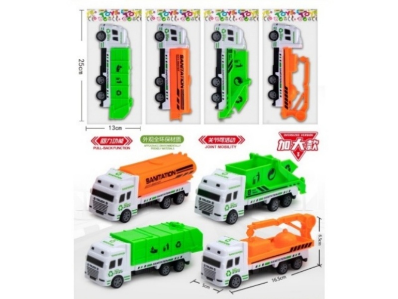 2 Colors, 4 Models Of Huili Large Sanitation Vehicles (All Joints Are Movable), With An All-Environmentally Friendly Material Appearance
