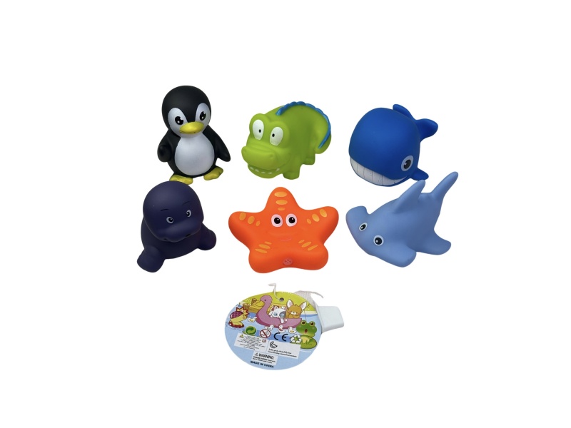 Six Marine Creatures With Rubber Lining For Bathroom Water Play