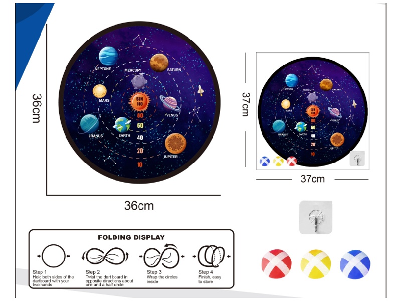 Starry Sky Dart Target, Sticky Ball Cloth Target, 36Cm (Patterns Can Be Customized)