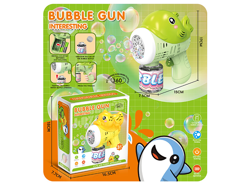 Green Whale Electric Bubble Gun