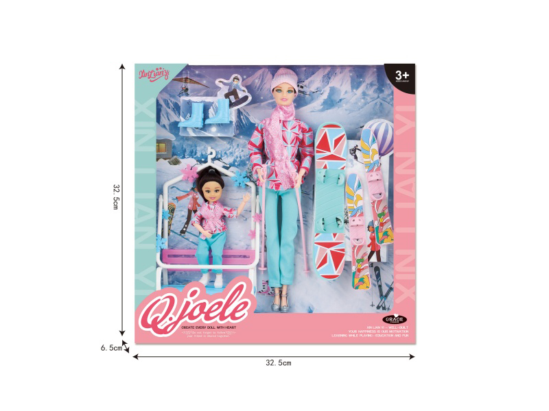 Jole 11.5-Inch Joint Doll Ski Set