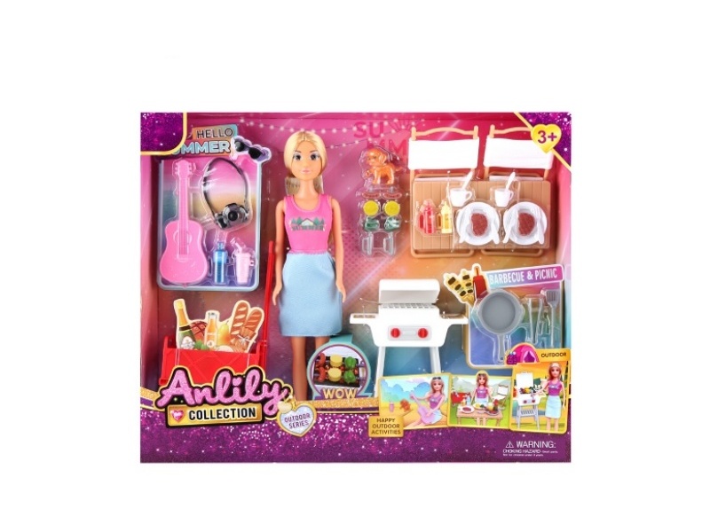 11.5-Inch Solid Body Doll Barbecue Set (Brown Skin Color)