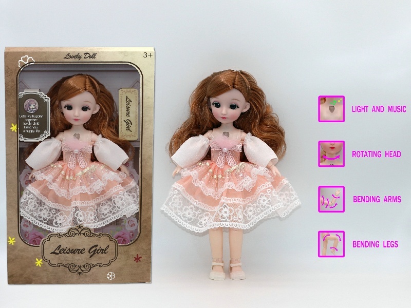 12-Inch 3D Simulation Eye 15-Joint Real-Life Music And Light Barbie Doll