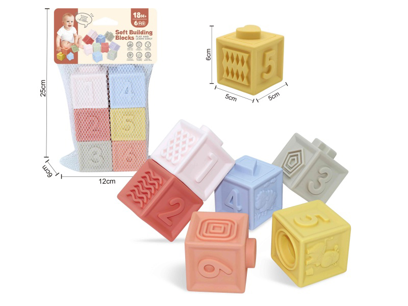 Animal & Numbers Soft Building Blocks 6pcs